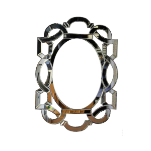 Decorative Oval Wall Mirror with Beveled Interlocking Link Chain Border 600 x 440mm