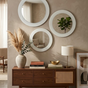 Modern Round White Wall Mirror Set of 3 (590mm, 490mm, 390mm)
