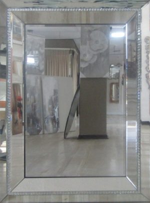 Rectangle Diamante Line Mirror on Mirror - 1190x890mm