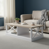 Country Cabin White and Oak Side Coffee table 1350mm