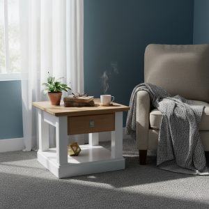 Country White & Oak Side Table 600mm