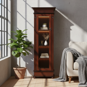 River Mahogany Wood Bookshelf 650mm with Glass Doors