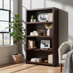 Bryson Mahogany Wood Open Bookshelf 1100mm