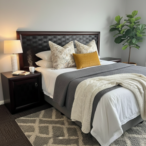 Panama Mahogany Wood Headboard - Pedestal Mounted