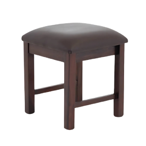 Juliet Mahogany Wood Stool - Leather