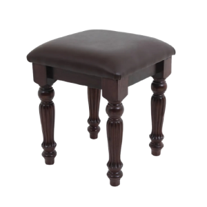 Sleigh Mahogany Wood Dresser Stool - Leather
