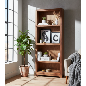 Elm Kiaat Wood Open Bookshelf 950mm