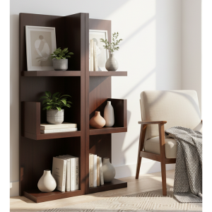 Mod Belle Mahogany Wood Bookshelf