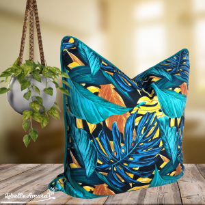 Indoor/Outdoor - Jungle Leaves Black Background - 65x65cm