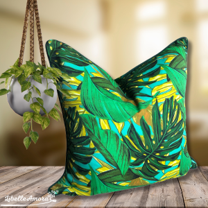 Indoor/Outdoor - Jungle Leaves Turquoise Background - 65x65cm