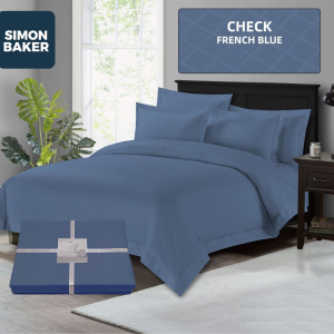 Jacquard Egyptian Cotton 300 Thread Count Duvet Set - French Blue