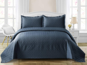 Simon Baker Rome Quilted Bedspread Set - Denim