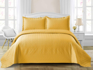 Simon Baker Rome Quilted Bedspread Set - Mustard