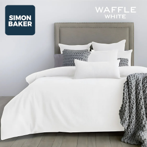 Simon Baker 100% Cotton Waffle Weave Duvet Set - White