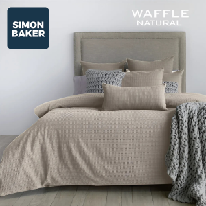 Simon Baker 100% Cotton Waffle Weave Duvet Set - Natural