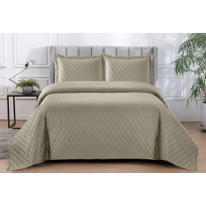 Simon Baker Stratford Satin Quilted Bedspread Set - Natural