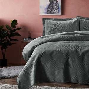 Simon Baker Carina Quilted Bedspread Set - Charcoal