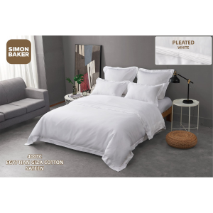Pleated Egyptian Cotton 400 Thread Count Duvet Set - White