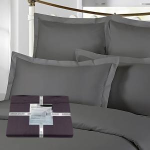 Oxford Satin Stitched 300 Thread Count Duvet Set - Grey