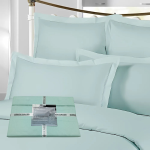 Oxford Satin Stitched 300 Thread Count Duvet Set - Duck Egg
