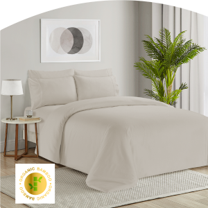 Organic Bamboo Cotton Duvet Set - Oyster