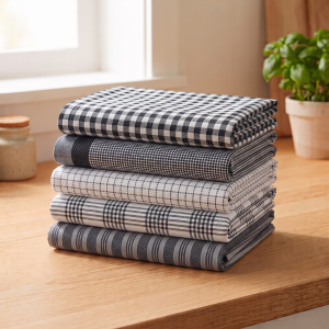 Simon Baker 100% Cotton Kitchen Towel - Set of 5 - Black