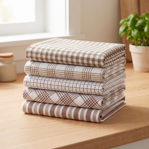 Simon Baker 100% Cotton Kitchen Towel - Set of 5 - Ecru