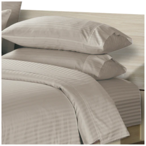 Striped Egyptian Cotton 250 Thread Count Duvet Cover Set - Natural