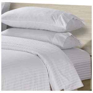 Striped Egyptian Cotton 250 Thread Count Duvet Cover Set - White