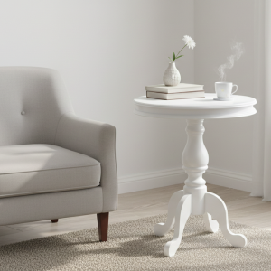 Kasari White Round Side Table