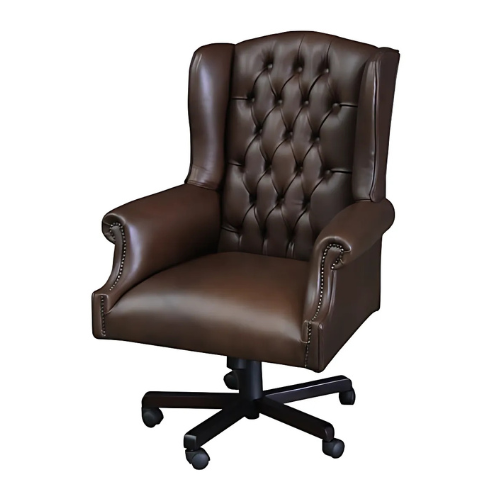 Executive Yale Brown Leather Wingback Office Chair - Image 1