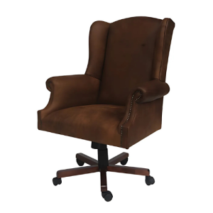 Executive Yale Plain Brown Leather Wingback Office Chair