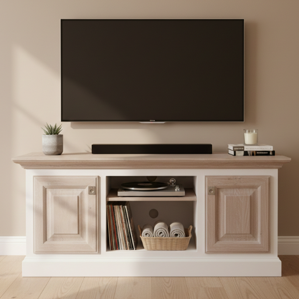 Country White and Oak Plasma Tv Stand 1500mm
