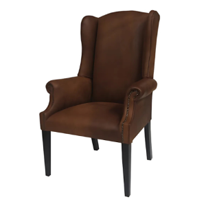 Executive Yale Plain Brown Leather Wingback Visitors Chair