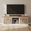 Country White and Oak Plasma Tv Stand 2000mm