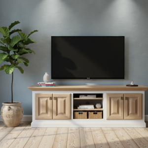 Country White and Oak TV Stand 2000mm