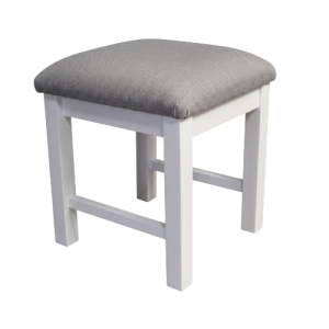 Country White Dresser Stool - Grey Fabric