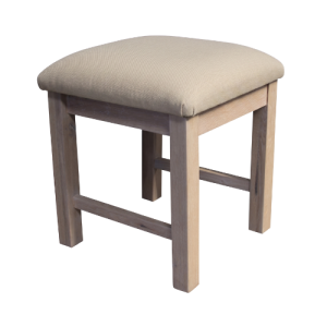 River Oak Wood Dresser Stool - Beige Fabric