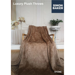 Simon Baker Plush Embossed Blanket/Throw Stone