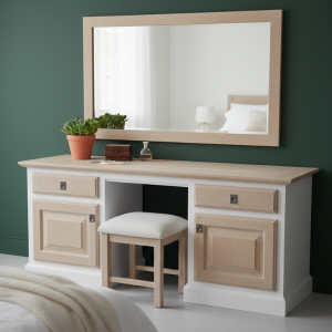 Country Oak Wood and White Dresser 1650mm