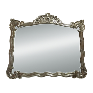 Grand Ornate Champagne Wall Mirror with Sculpted Rococo Crown & Scalloped Ribbon Frame 1490 x 1270mm