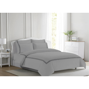 Greek Key 250 Thread Count Egyptian Cotton Sateen - Silver Grey