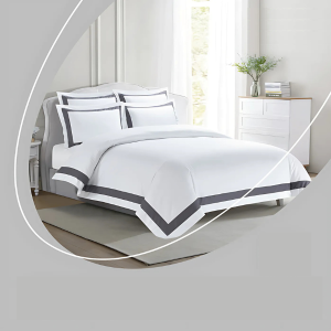 Diana 250 Thread Count Egyptian Cotton Sateen - White Grey