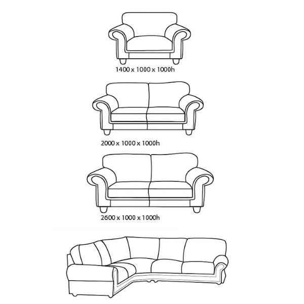 Omar Leather Couch Drawing