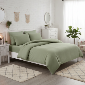 Simon Baker Vintage Washed Duvet Cover Set - Pistachio