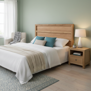 GEO Oak Wood Headboard - Wall Mounted