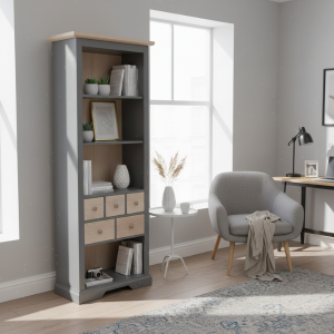 Orchard Oak Wood & Grey Display Bookshelf