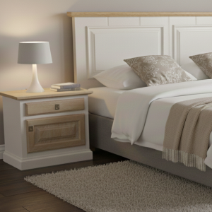 Country Oak Wood and White Headboard - Free Standing