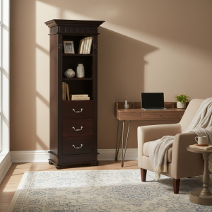 Persia Mahogany Wood Bookshelf 750mm with 3 Drawers