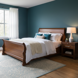 Sleigh Kiaat Wood Bed